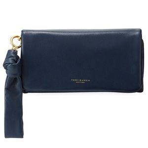 BRAND NEW TORY BURCH BEAU LEATHER WRISTLET (NAVY)